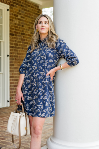 Ashlynn Dress in Navy Grove