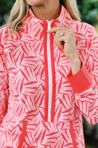 Active Polly Quarter Zip in Coral Kaleidoscope