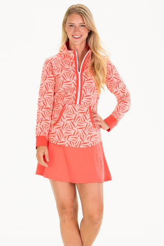 Active Polly Quarter Zip in Coral Kaleidoscope