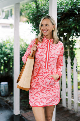 Active Polly Quarter Zip in Coral Kaleidoscope