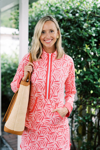 Active Polly Quarter Zip in Coral Kaleidoscope