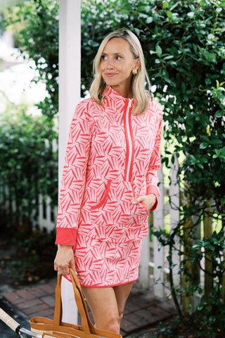 Active Polly Quarter Zip in Coral Kaleidoscope