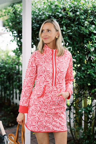 Active Polly Quarter Zip in Coral Kaleidoscope