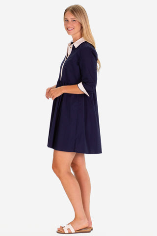 The Aiden Dress in Navy Stretch