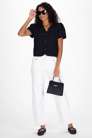 Arabella Top in Black Shadow Stripe