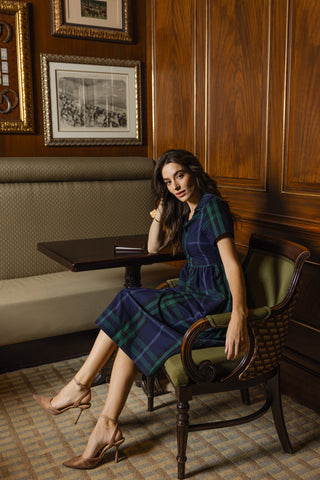 Briggs Dress in Navy Plaid