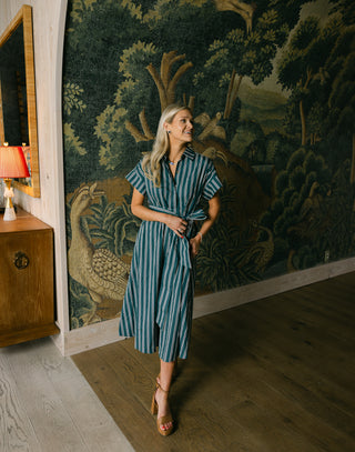 Callahan Dress in Forest Stripe