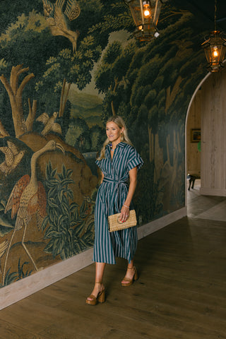 Callahan Dress in Forest Stripe