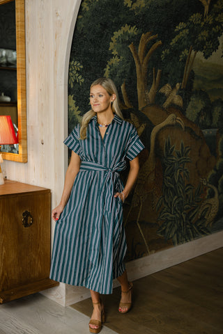 Callahan Dress in Forest Stripe