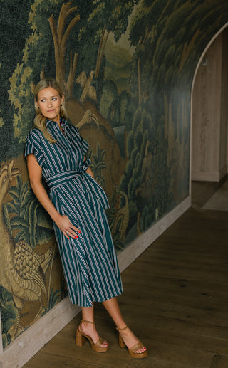 Callahan Dress in Forest Stripe