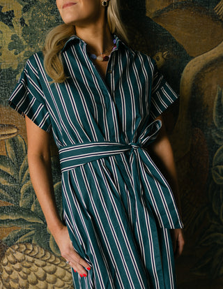 Callahan Dress in Forest Stripe