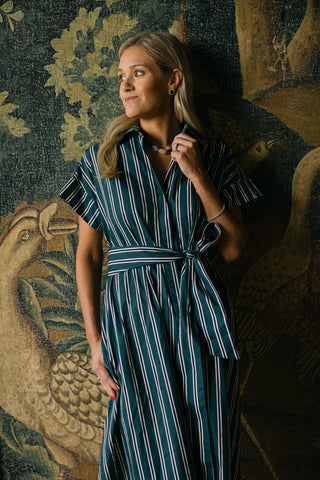 Callahan Dress in Forest Stripe