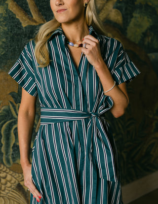 Callahan Dress in Forest Stripe