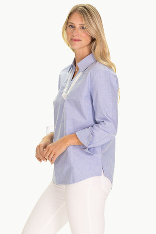 The Casey Tunic Top in Blue Oxford