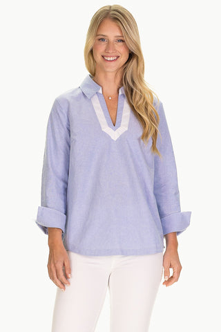 The Casey Tunic Top in Blue Oxford