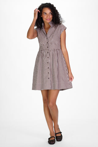 Cece Dress in Brown Gingham