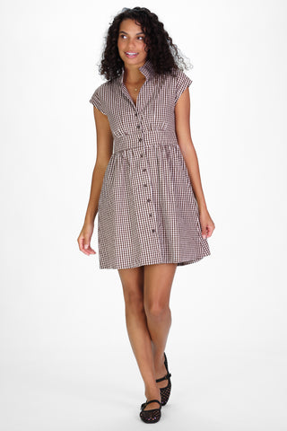 Cece Dress in Brown Gingham