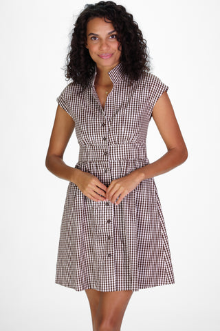 Cece Dress in Brown Gingham