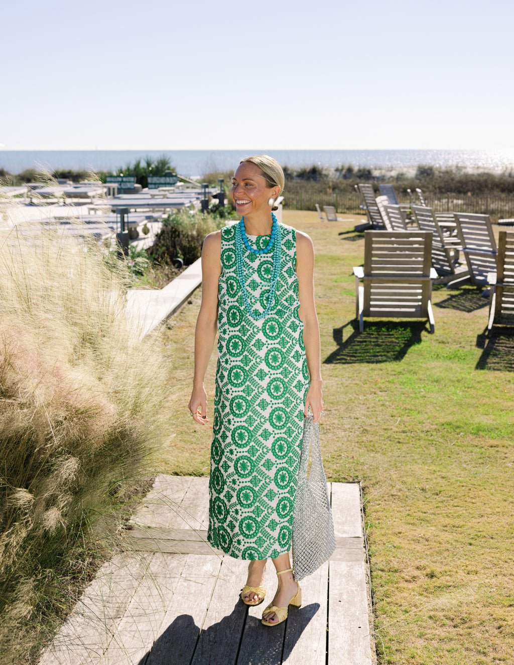 Women's Colette Dress in Emerald Vine Embroidery | Duffield Lane Women's Colette Dress in Emerald Vine Embroidery | Duffield Lane