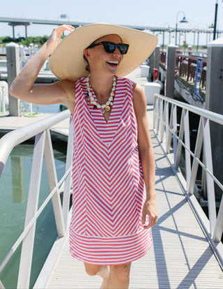 Cove Dress in Red Stripe