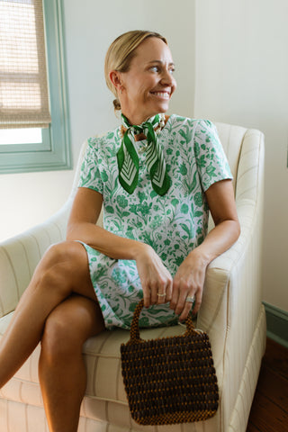 Alva Dress in Green Botanical Toile