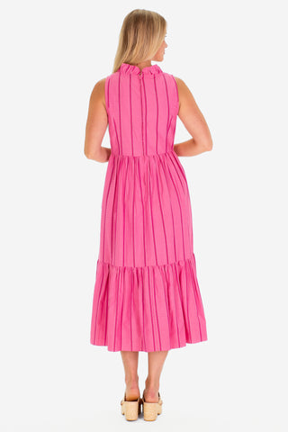 The Delphine Dress in Candy Pink Seersucker