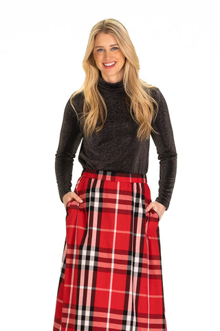 Dianna Turtleneck Top in Black Shimmer Knit