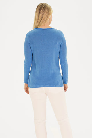 Dreamy Knit Rolled Neck Sweater in Blue