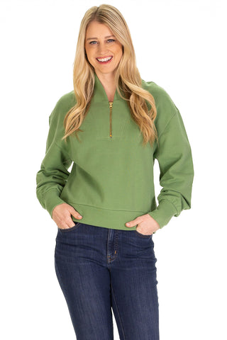 Esther Quarter Zip in Aspen Green