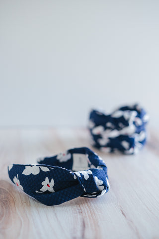 The Jones Headband - Navy/Red White Floral