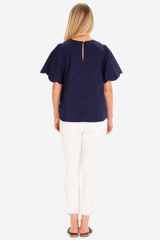 The Feye Flutter Sleeve in Navy Stretch