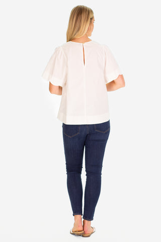 The Feye Flutter Sleeve in White Stretch