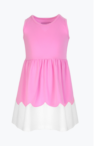 Girls Albany Dress in Orchid Pink with White Trim