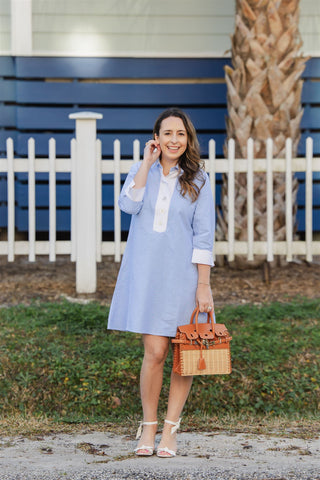 The Raleigh Collared Dress in Blue Oxford