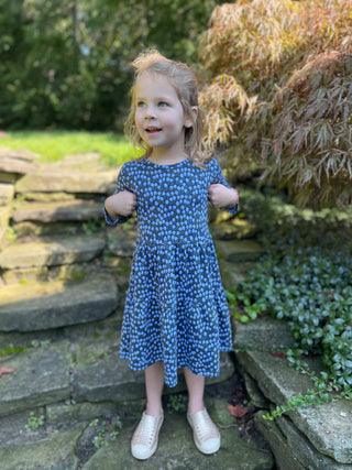 Girls Ashton Dress in Blue Wildflower