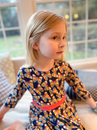 Girls Joelle Twill Dress in Butterfly Print