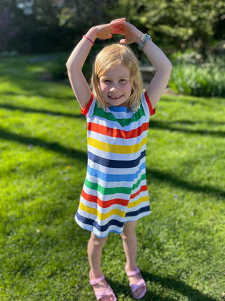 Girls Amber Dress in Popsicle Stripe