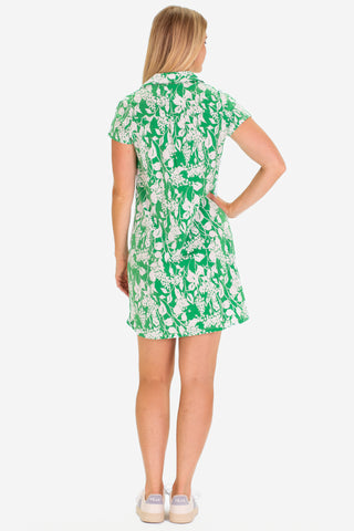 The Short Sleeve Kit Collared Dress in Green Garden