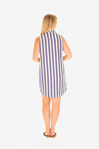 The Lauren Dress in Double Navy Stripe