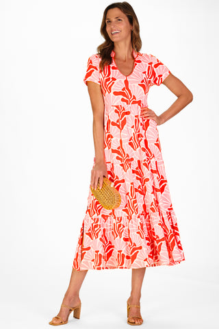 Magnolia Dress in Sunset Blossoms