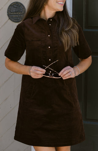 Corduroy Mary Dress in Brown