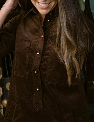 Corduroy Mary Dress in Brown