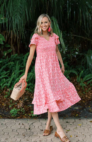 Mattie Dress in Coral Kaleidoscope