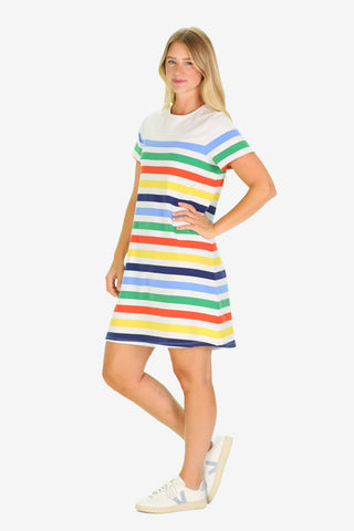The Nadine T Shirt Dress in Popsicle Stripe