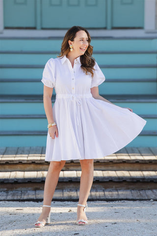 Kara Dress in White Oxford