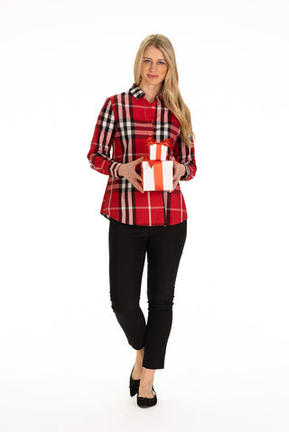 Pointe Pleat Popover in Red Plaid