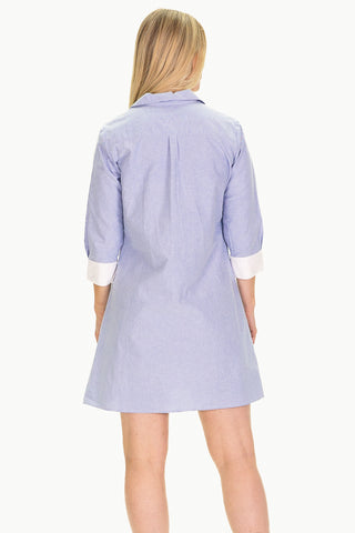 The Raleigh Collared Dress in Blue Oxford