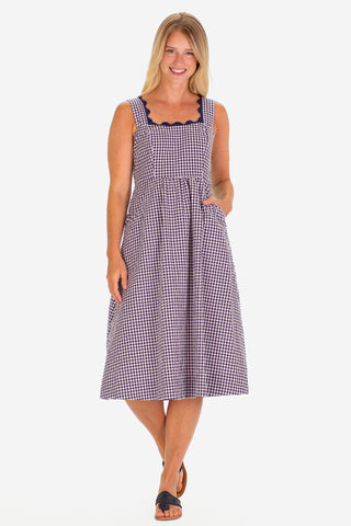 The RicRac Wendy Dress in Navy Gingham