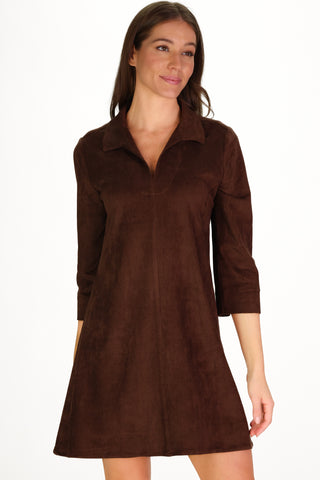 Suede Victoria Dress in Chicory