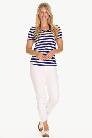 Terrific Tee in Royal Navy & White Stripe